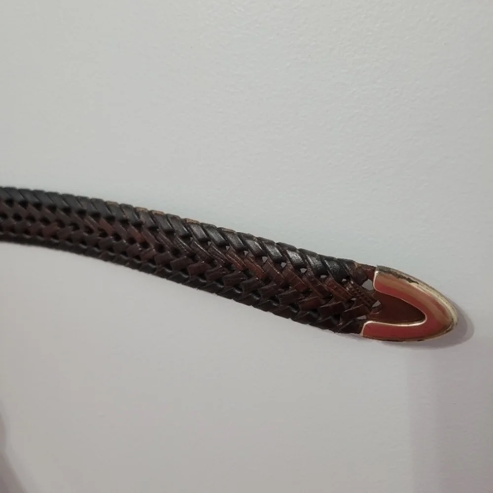 Fossil Men's Two-Tone Braided Leather Belt‎ Size 42 Dark Brown 105cm